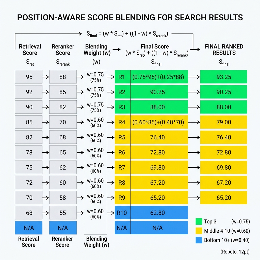 Position-aware score blending protecting top search results